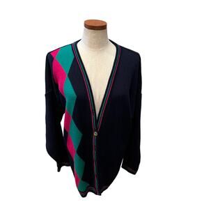 Vintage Balmoral Scottish Wool Collegiate Argyle Cardigan Sweater L